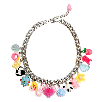 Fluffy Heart Necklace - Heavy Chain